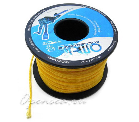 Линь Dyneema 2 мм (нагрузка 260 кг) жёлтый за 1 м