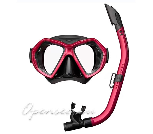 Комплект ReefTourer (маска+трубка) RT RCR0106, черный силикон, бордовая рамка